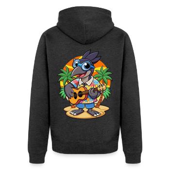 Lustige Elster Cartoon Sommer Strand Sonnenbrille - Unisex Premium Bio Zip Hoodie - Anthrazit meliert - Hinten - Nico (187cm)