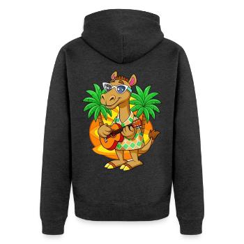 Drôle Camel Dessin animé Plage d’été Lunettes de soleil Guitare - Veste à capuche bio Premium Unisexe - anthracite chiné - Dos - Nico (187cm)