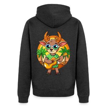 Lustige Antilope Cartoon Sommer Strand Sonnenbrille - Unisex Premium Bio Zip Hoodie - Anthrazit meliert - Hinten - Nico (187cm)