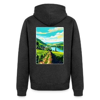 Affiche de voyage vintage de la vallée de la Moselle en Allemagne WPA - Veste à capuche bio Premium Unisexe - anthracite chiné - Dos - Nico (187cm)