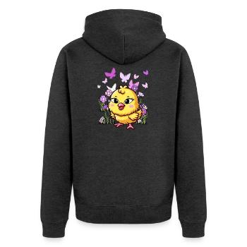 Küken Ostern Kind Kinder - Unisex Premium Bio Zip Hoodie - Anthrazit meliert - Hinten - Nico (187cm)