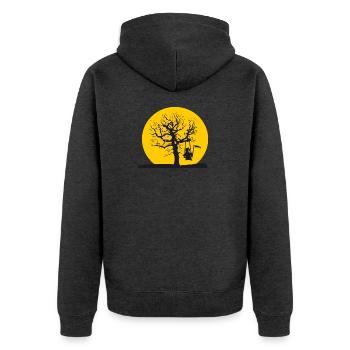 der Tod schaukelt am Lieblingsplatzerl Geschenk - Unisex Premium Bio Zip Hoodie - Anthrazit meliert - Hinten - Nico (187cm)