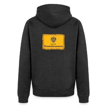 Vintage Österreich k.u.k. Vorstadtcasanova - Unisex Premium Bio Zip Hoodie - Anthrazit meliert - Hinten - Nico (187cm)