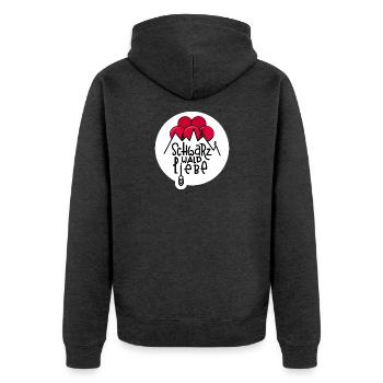 Schwarzwaldliebe Bollenhut - Unisex Premium Bio Zip Hoodie - Anthrazit meliert - Hinten - Nico (187cm)