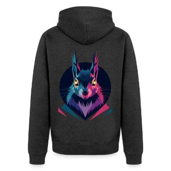Low-Poly-Eichhörnchen - Unisex Premium Bio Zip Hoodie - Anthrazit meliert - Hinten - Nico (187cm)