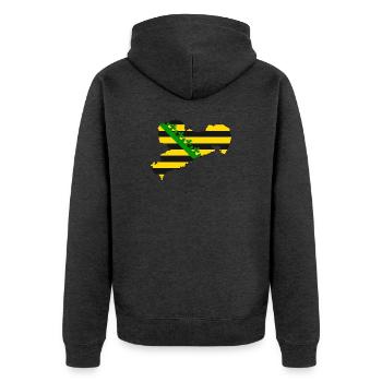 Sachsen Land wappenfarbig - Unisex Premium Bio Zip Hoodie - Anthrazit meliert - Hinten - Nico (187cm)