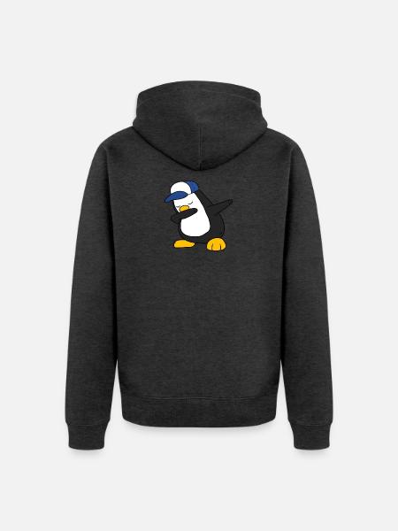 Penguin Dabbing Dab Pinguin - Unisex Premium Bio Zip Hoodie - Anthrazit meliert