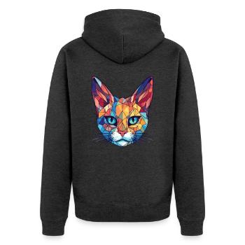 Pixie Bob Katze Bunte Aquarell Haustier Illustration - Unisex Premium Bio Zip Hoodie - Anthrazit meliert - Hinten - Nico (187cm)