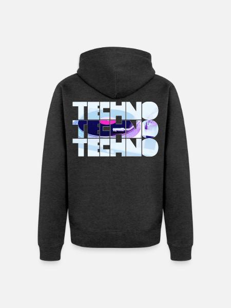 Techno Neon Grid Design - Unisex Premium Bio Zip Hoodie - Anthrazit meliert
