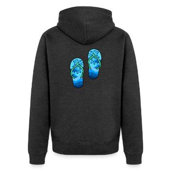 Flip Flops - Unisex Premium Bio Zip Hoodie - Anthrazit meliert - Hinten - Nico (187cm)