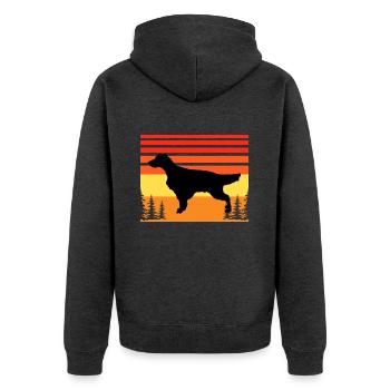 Englisch Setter Hundeliebhaber Silhouette Vintage Sonnenuntergang - Unisex Premium Bio Zip Hoodie - Anthrazit meliert - Hinten - Nico (187cm)