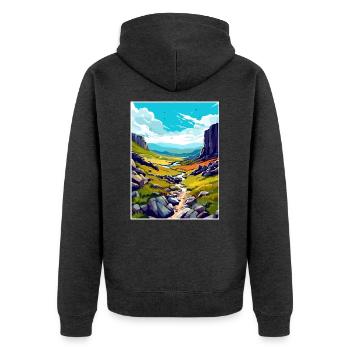 Hohe Tasse Nick Cumbria Vintage Reiseposter WPA - Unisex Premium Bio Zip Hoodie - Anthrazit meliert - Hinten - Nico (187cm)