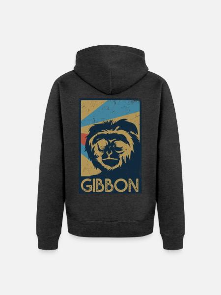 Flinker Gibbon Dschungelbewohner - Unisex Premium Bio Zip Hoodie - Anthrazit meliert