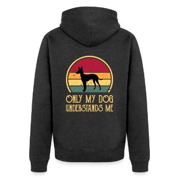 Cirneco Dell Etna Hund Liebe Silhouette Retro Sonnenuntergang - Unisex Premium Bio Zip Hoodie - Anthrazit meliert - Hinten - Nico (187cm)