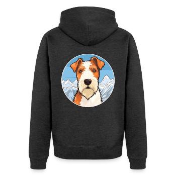 Draht Foxterrier Hunderasse Karikatur Kawaii Watercol - Unisex Premium Bio Zip Hoodie - Anthrazit meliert - Hinten - Nico (187cm)
