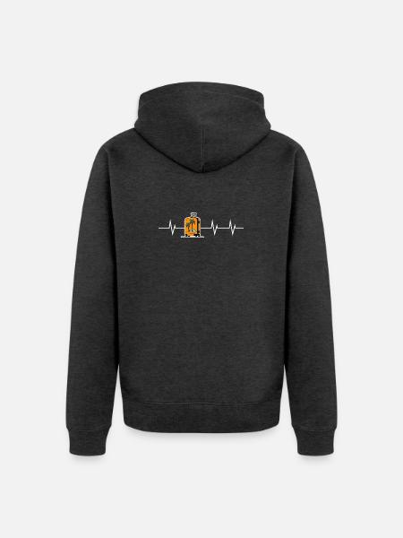 Heartbeat of Travelling - Unisex Premium Bio Zip Hoodie - Anthrazit meliert