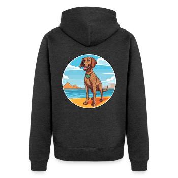 Plott Hund Rasse Cartoon Kawaii Clipart Hund - Unisex Premium Bio Zip Hoodie - Anthrazit meliert - Hinten - Nico (187cm)