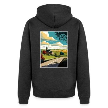 Lancaster County Pennsylvania Reiseposter - Unisex Premium Bio Zip Hoodie - Anthrazit meliert - Hinten - Nico (187cm)
