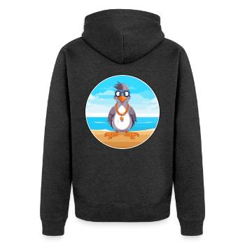Jay Cartoon Yoga Strand Sommer Illustration - Unisex Premium Bio Zip Hoodie - Anthrazit meliert - Hinten - Nico (187cm)