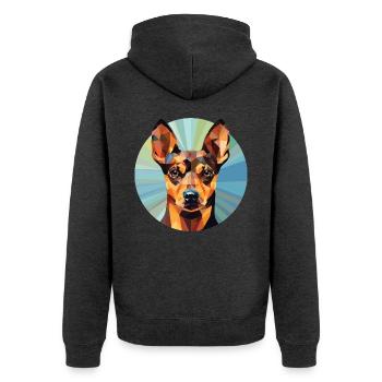 Deutsch Rauhaar Vorstehhund Rasse Aquarell - Unisex Premium Bio Zip Hoodie - Anthrazit meliert - Hinten - Nico (187cm)