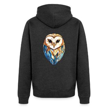 Scheune Langohreule buntes Aquarell Tier Haustier - Unisex Premium Bio Zip Hoodie - Anthrazit meliert - Hinten - Nico (187cm)