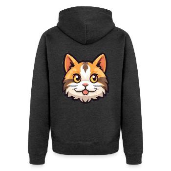 Hauskatze Cartoon Aquarell Illustration - Unisex Premium Bio Zip Hoodie - Anthrazit meliert - Hinten - Nico (187cm)