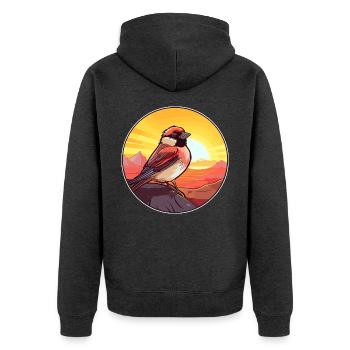 Sperling Buntes Aquarell Cartoon Kawaii Tier - Unisex Premium Bio Zip Hoodie - Anthrazit meliert - Hinten - Nico (187cm)
