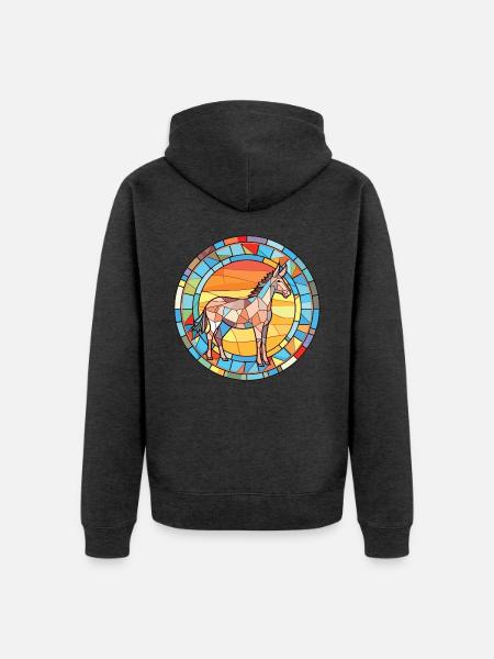 Esel bunte Aquarell-Tier-Haustier-Illustration - Unisex Premium Bio Zip Hoodie - Anthrazit meliert