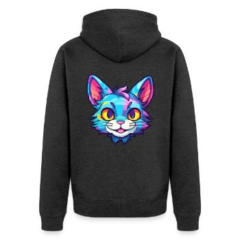 Pixie Bob Katze Rasse Aquarell Cartoon Kawaii Haustier - Unisex Premium Bio Zip Hoodie - Anthrazit meliert - Hinten - Nico (187cm)