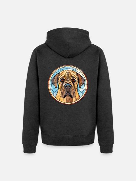 Englische Doggen-Hunderasse Aquarell-Illustration - Unisex Premium Bio Zip Hoodie - Anthrazit meliert