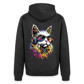 Angora Katze Weiße Angorakatze Süße Angora Katzen - Unisex Premium Bio Zip Hoodie - Anthrazit meliert - Hinten - Nico (187cm)
