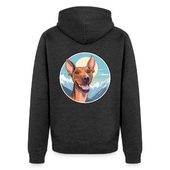 Cirneco Dell Ätna Hunderasse Cartoon Kawaii Waterco - Unisex Premium Bio Zip Hoodie - Anthrazit meliert - Hinten - Nico (187cm)