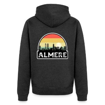 Almere Niederlande Flagge Skyline Reisesouvenir - Unisex Premium Bio Zip Hoodie - Anthrazit meliert - Hinten - Nico (187cm)