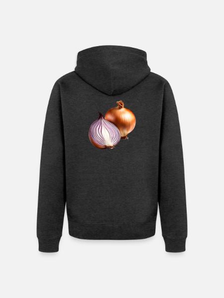 Rote Zwiebel Frische - Unisex Premium Bio Zip Hoodie - Anthrazit meliert