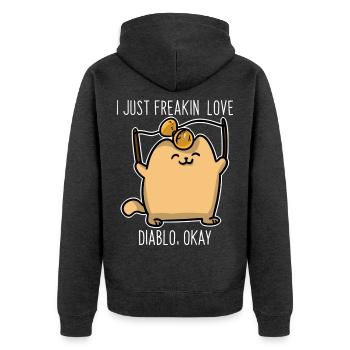 Flinkes Diabolo Zirkuskätzchen - Unisex Premium Bio Zip Hoodie - Anthrazit meliert - Hinten - Nico (187cm)