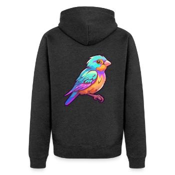 Sperling Buntes Aquarell Cartoon Kawaii Tier - Unisex Premium Bio Zip Hoodie - Anthrazit meliert - Hinten - Nico (187cm)