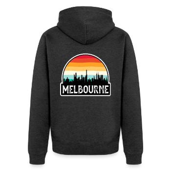 Melbourne Australien Flagge Skyline Reisesouvenir - Unisex Premium Bio Zip Hoodie - Anthrazit meliert - Hinten - Nico (187cm)