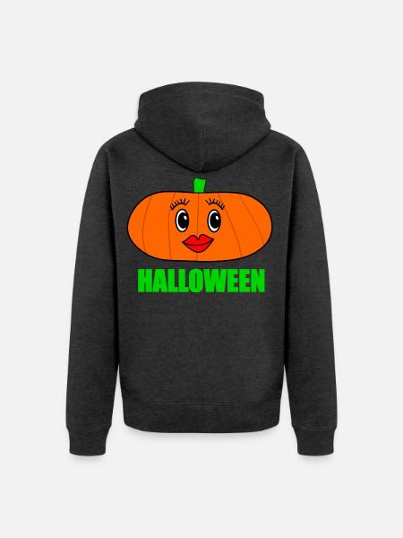 HALLOWEEN. KÜRBIS. HALLOWEEN-KÜRBIS - Unisex Premium Bio Zip Hoodie - Anthrazit meliert