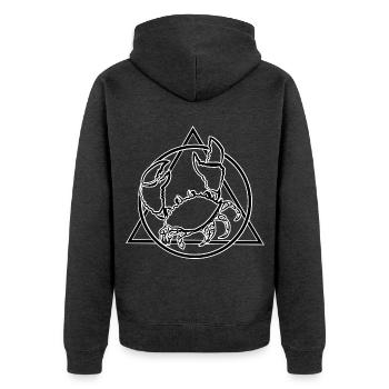 Flinke Strandkrabbe Nordseeküste - Unisex Premium Bio Zip Hoodie - Anthrazit meliert - Hinten - Nico (187cm)