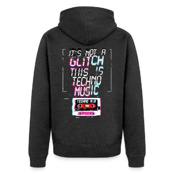 Backprint: Hardcore-Rave Musik 90er EDM DJ Rave - Unisex Premium Bio Zip Hoodie - Anthrazit meliert - Hinten - Nico (187cm)