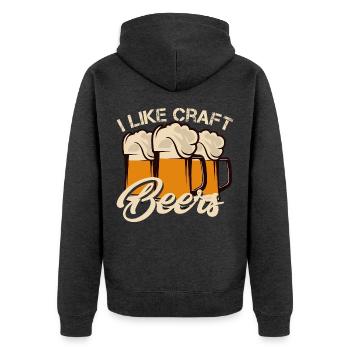 Craftbier Craft Beer Bier Brewery Selbstgebaut - Unisex Premium Bio Zip Hoodie - Anthrazit meliert - Hinten - Nico (187cm)