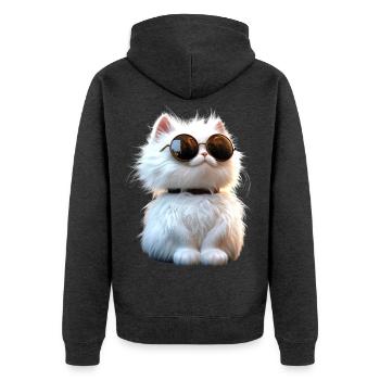 Angora Katze Weiße Angorakatze Süße Angora Katzen - Unisex Premium Bio Zip Hoodie - Anthrazit meliert - Hinten - Nico (187cm)