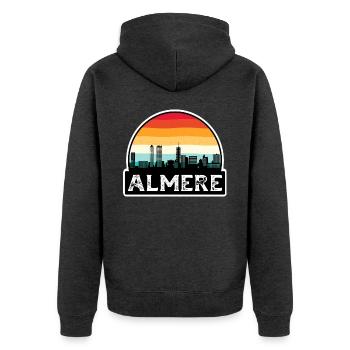 Almere Niederlande Flagge Skyline Reisesouvenir - Unisex Premium Bio Zip Hoodie - Anthrazit meliert - Hinten - Nico (187cm)
