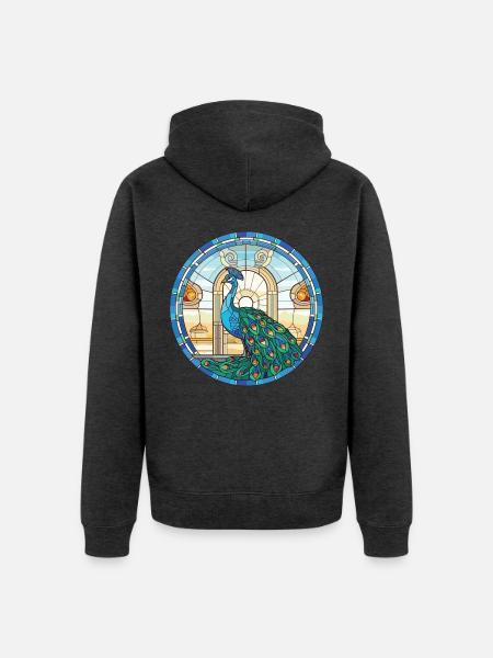Pfauenbunte Aquarell-Tierillustration - Unisex Premium Bio Zip Hoodie - Anthrazit meliert
