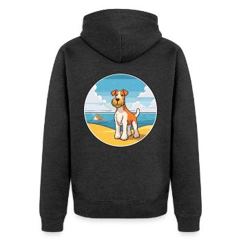 draht foxterrier hunderasse cartoon kawaii clipart - Unisex Premium Bio Zip Hoodie - Anthrazit meliert - Hinten - Nico (187cm)
