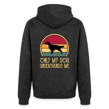 Englisch Setter Hundeliebhaber Silhouette Vintage Sonnenuntergang - Unisex Premium Bio Zip Hoodie - Anthrazit meliert - Hinten - Nico (187cm)