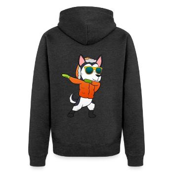 Husky Weihnachtsgeschenk - Unisex Premium Bio Zip Hoodie - Anthrazit meliert - Hinten - Nico (187cm)