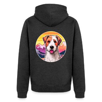 Draht Foxterrier Hunderasse Karikatur Kawaii Watercol - Unisex Premium Bio Zip Hoodie - Anthrazit meliert - Hinten - Nico (187cm)