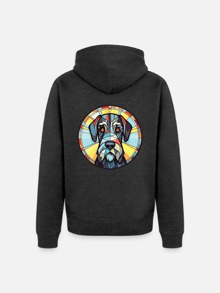 Riesenschnauzer Hunderasse Aquarell Illustration - Unisex Premium Bio Zip Hoodie - Anthrazit meliert