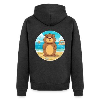 Gopher Aquarell Cartoon Kawaii Clipart Tier - Unisex Premium Bio Zip Hoodie - Anthrazit meliert - Hinten - Nico (187cm)